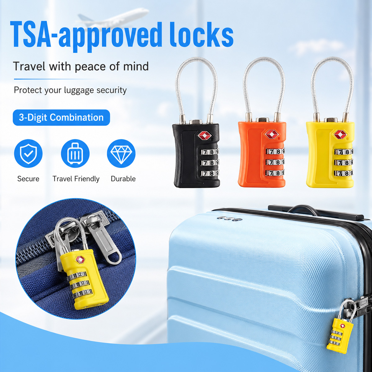 Home Bargains - Lucchetto TSA Approvato con Combinazione a