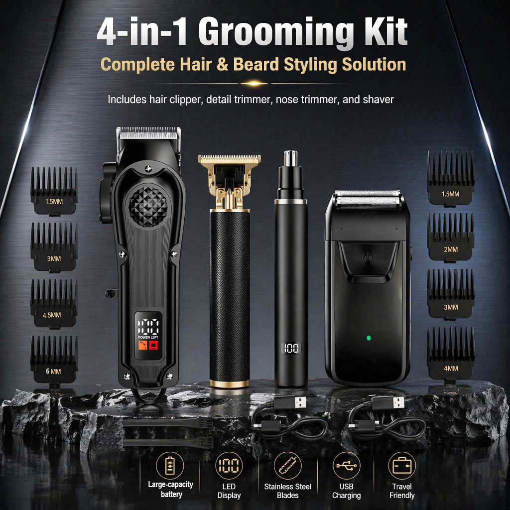 Home Barbershop - Set Regolabarba e Tagliacapelli Uomo 4-in-1